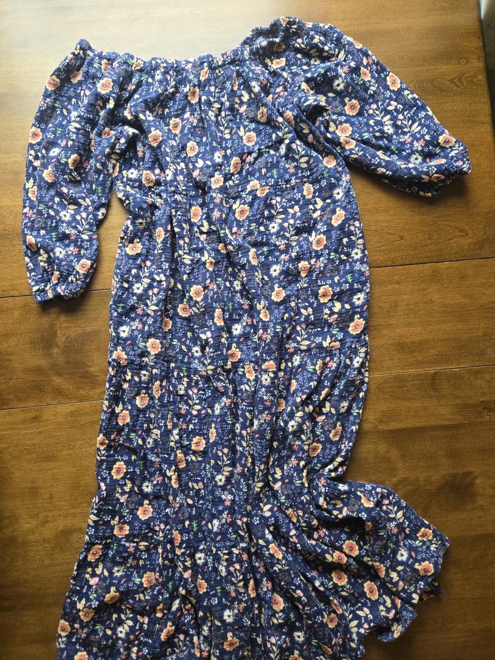 Wayward Fancies by Eshakti Women's Floral Off Shoulder Maxi Dress Navy Cotton
